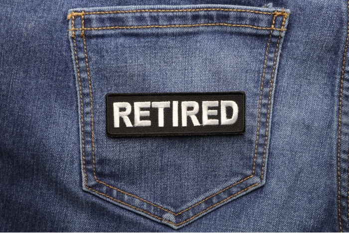 Retired Patch shown on jeans