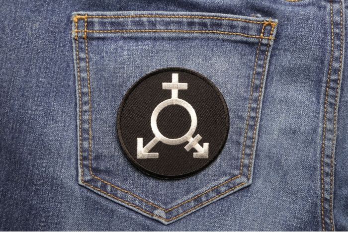 Transgender Awareness Patch shown on jeans