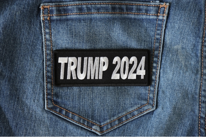 Trump 2024 Patch shown on jeans