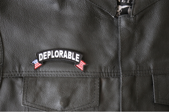 Deplorable Patch, Trump Patches shown on leather vest