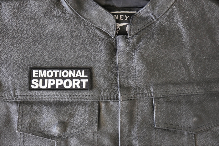 Emotional Support Patch, Morale Patches, Sew or Iron on shown on leather vest