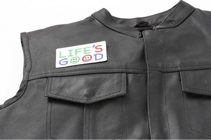  shown on leather vest