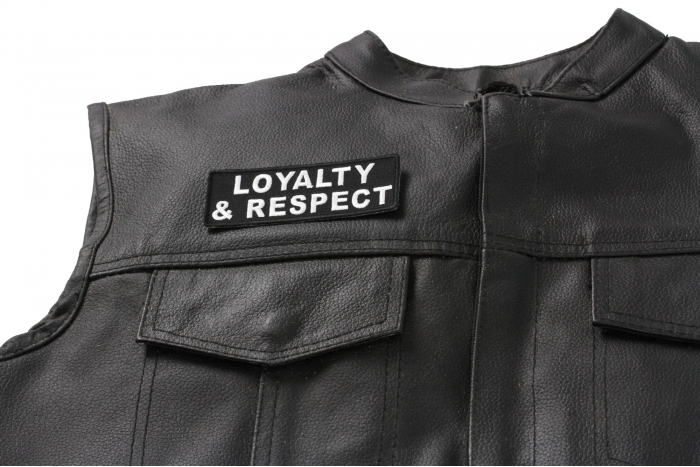Loyalty and Respect Patch, Biker Sayings shown on leather vest