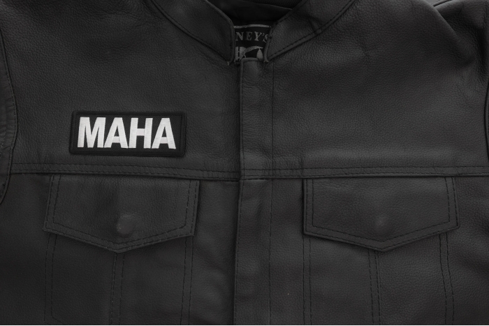 MAHA Patch shown on leather vest