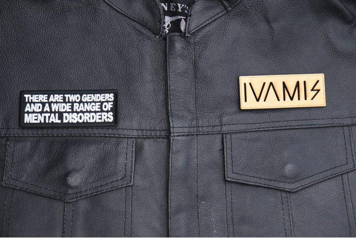 There are two genders a wide range of Mental Disorders Patch, Funny Saying Patches, Sew or Iron on Patch shown on leather vest