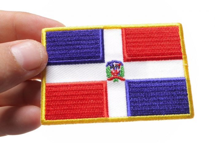 Dominican Republic Patch shown on hand for size comparison