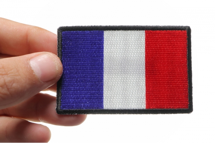 France Flag Patch shown on hand for size comparison