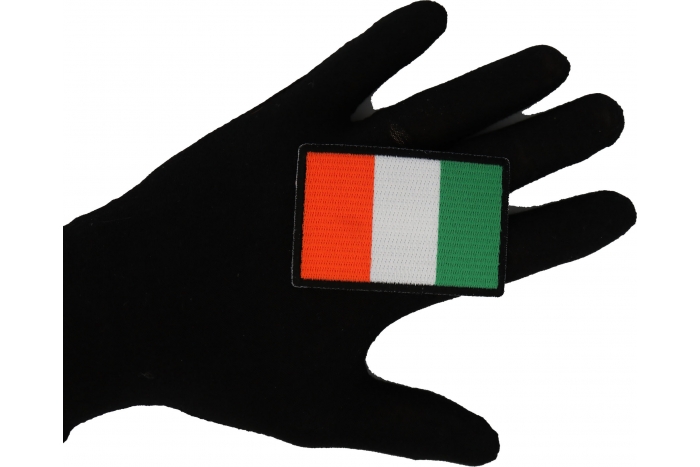 Irish Flag Patch shown on hand for size comparison