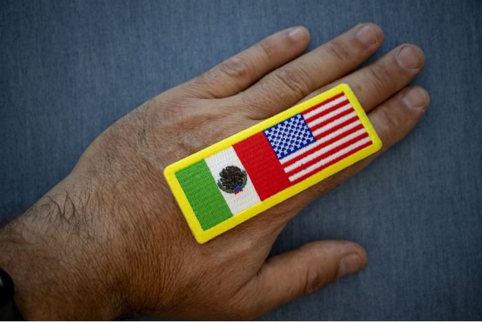 USA Mexico Patch shown on hand for size comparison
