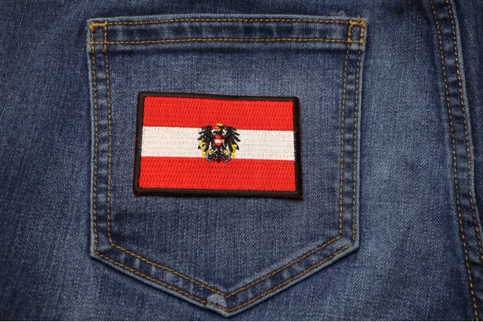 Austrian Flag Patch shown on jeans