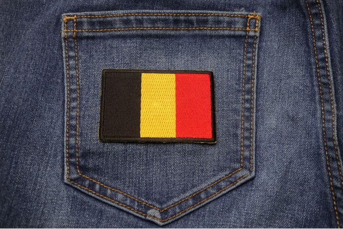 Belgium Flag Patch shown on jeans