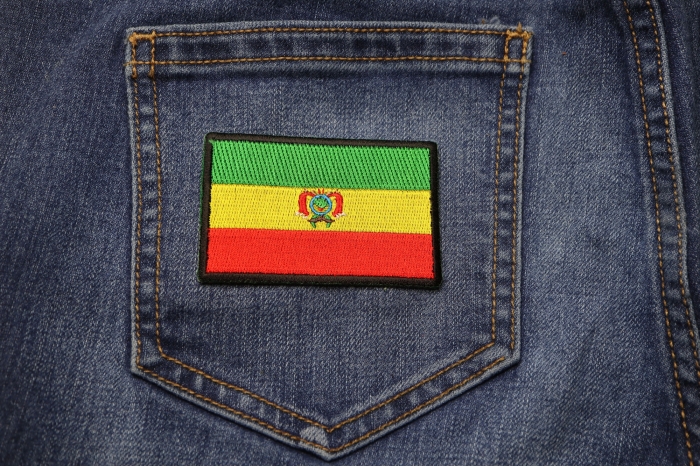 Bolivian Flag Patch shown on jeans