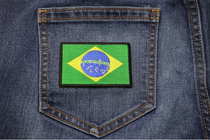 Brazil Flag Patch shown on jeans