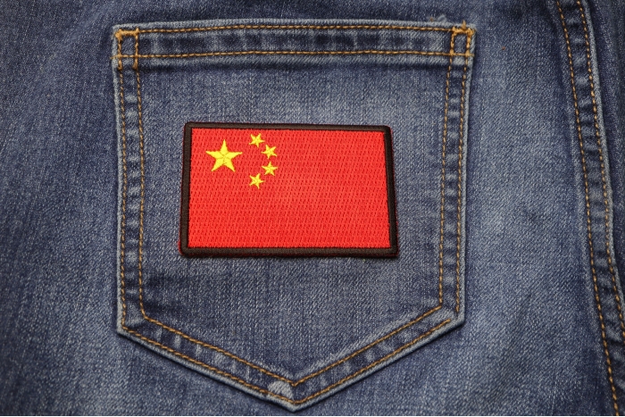 China Flag Patch shown on jeans
