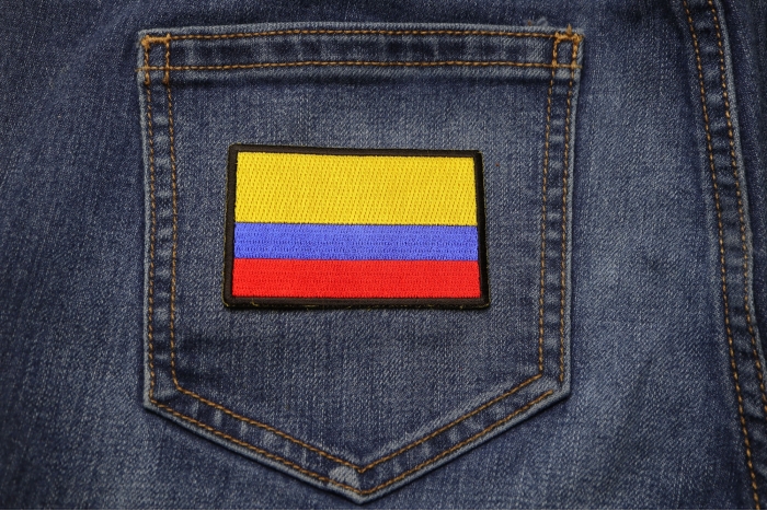 Colombia Flag Patch shown on jeans