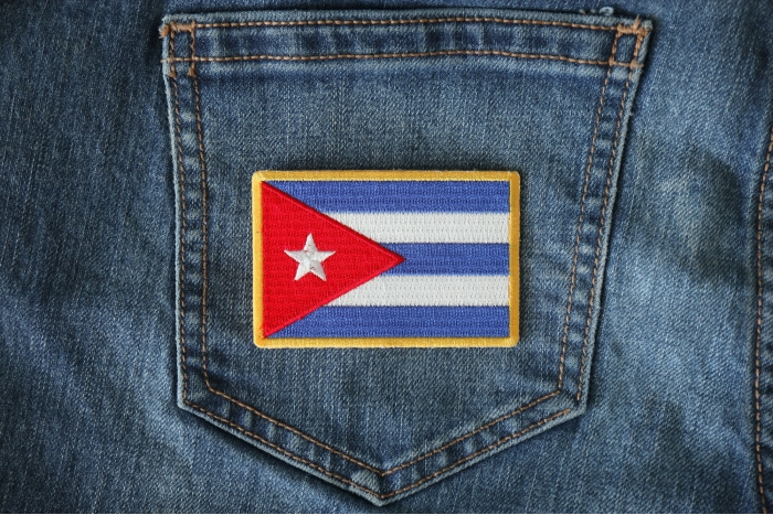 Cuba Flag Patch shown on jeans