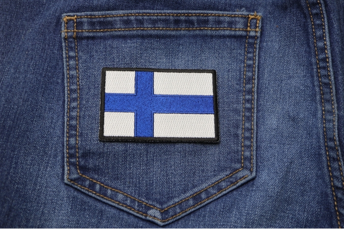 Finland Flag Patch shown on jeans