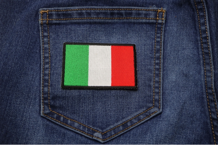 Italian Flag Patch shown on jeans