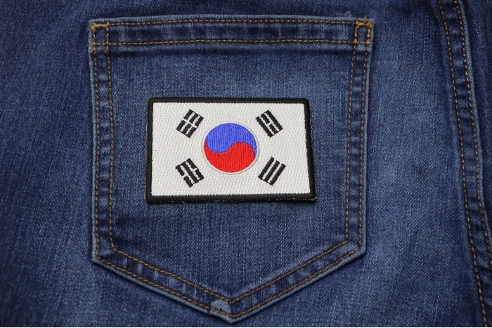 Korean Flag Patch shown on jeans