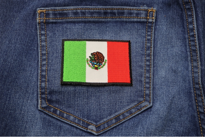 Mexico Flag Patch shown on jeans