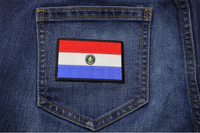 Paraguay Flag Patch shown on jeans