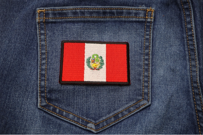 Peru Flag Patch shown on jeans
