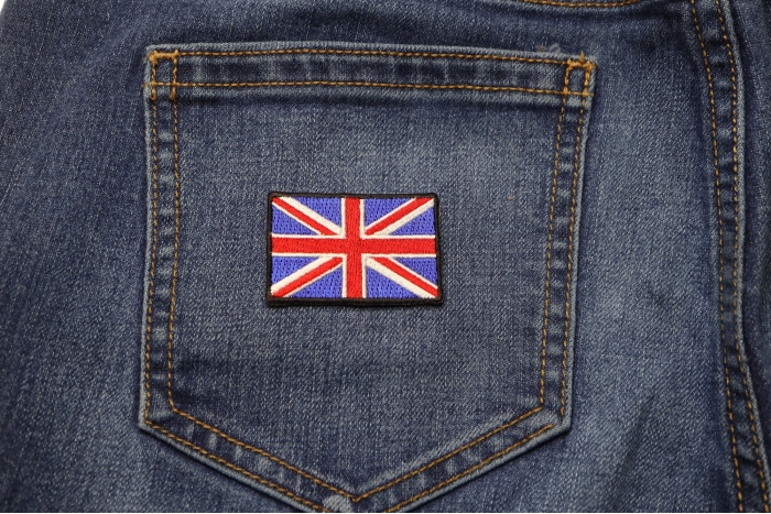 Small Great Britain Flag Patch shown on jeans