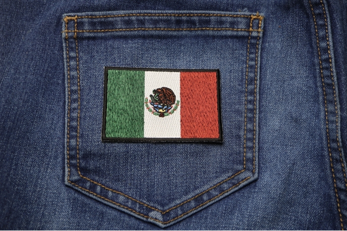 Subdued Mexico Flag Patch shown on jeans