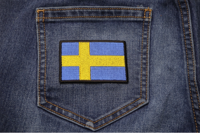 Sweden Flag Patch shown on jeans