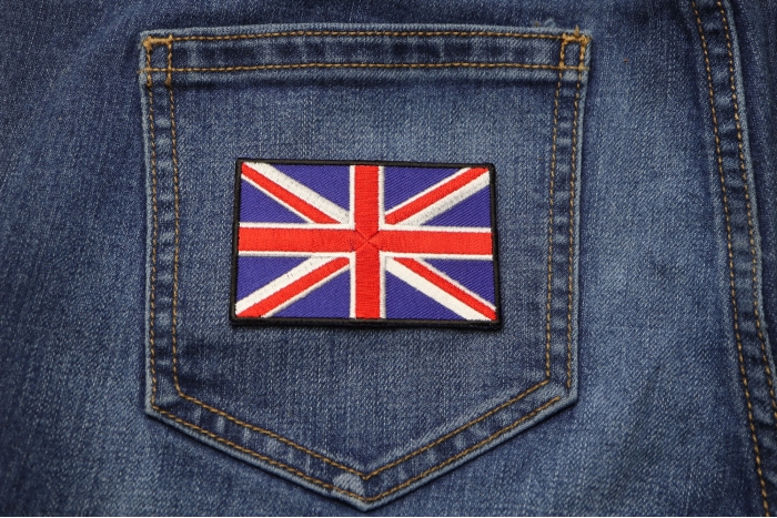 United Kingdom Flag Patch shown on jeans