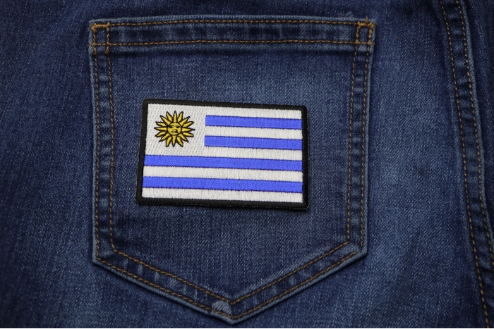 Uruguay Flag Patch shown on jeans