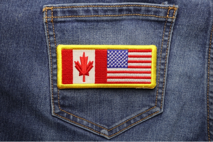 USA Canada Patch shown on jeans