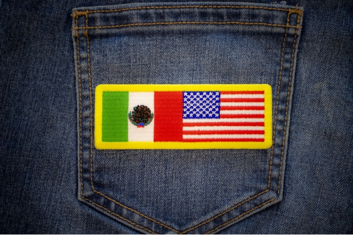 USA Mexico Patch shown on jeans
