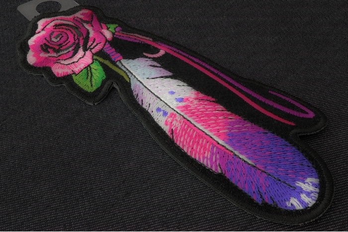Feather and Rose Pink Patch diagonal view