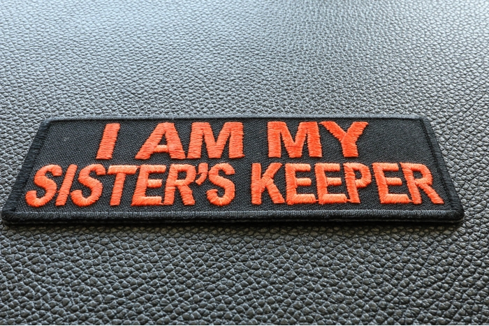 I am my Sister's Keeper Patch in Orange diagonal view