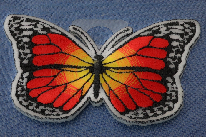 Orange Butterfly Iron On Patch diagonal view