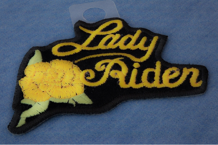 Yellow Lady Rider Rose Biker Patch diagonal view