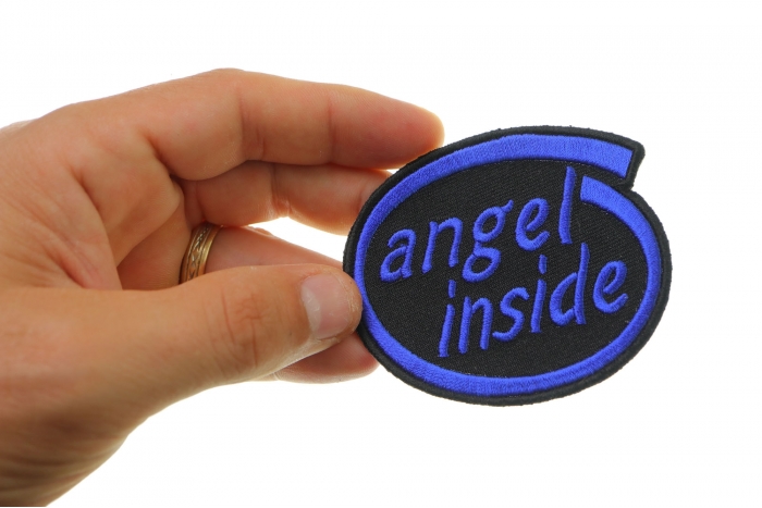 Angel Inside Patch shown on hand for size comparison