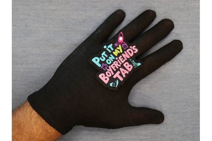 Put it on my Boyfriend's tab Patch shown on hand for size comparison