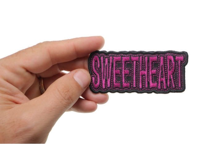 Sweetheart Patch, Saying Patches shown on hand for size comparison