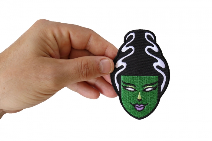 Wacky Bride Patch shown on hand for size comparison