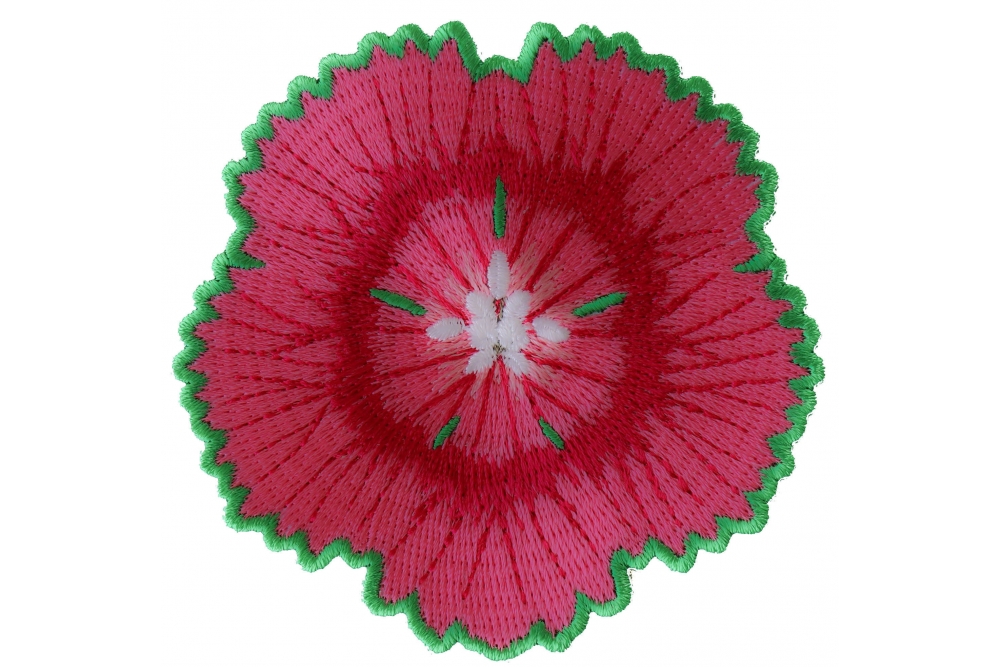 Pink and Green Flower Iron on Patch