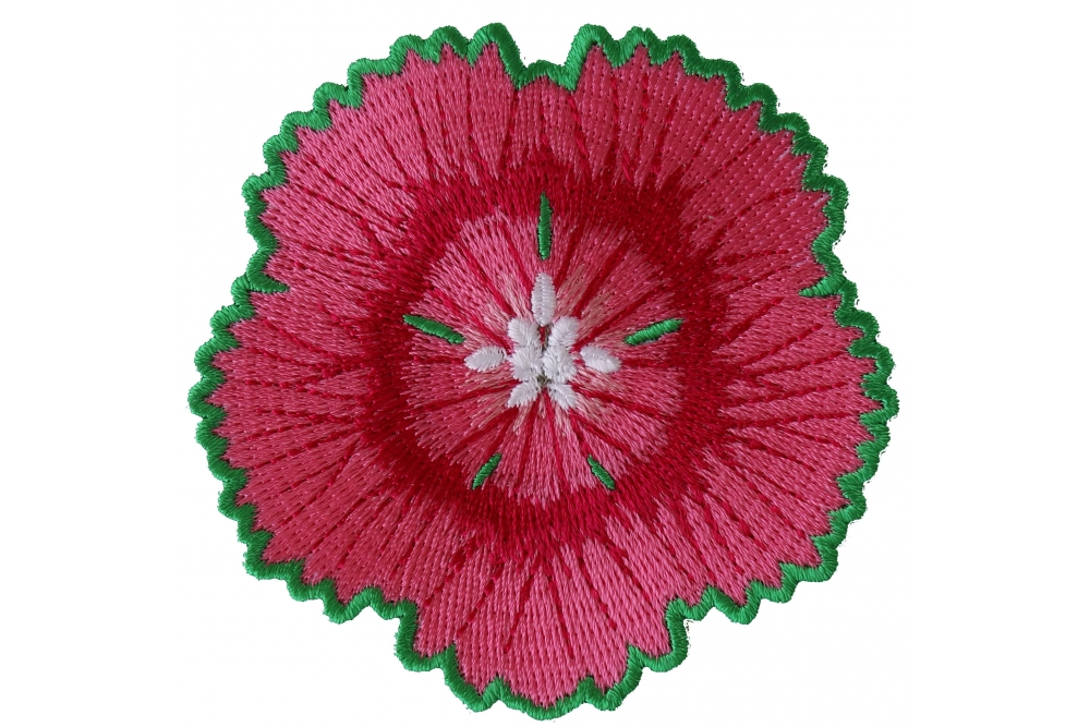 Pink and Green Flower Iron on Patch
