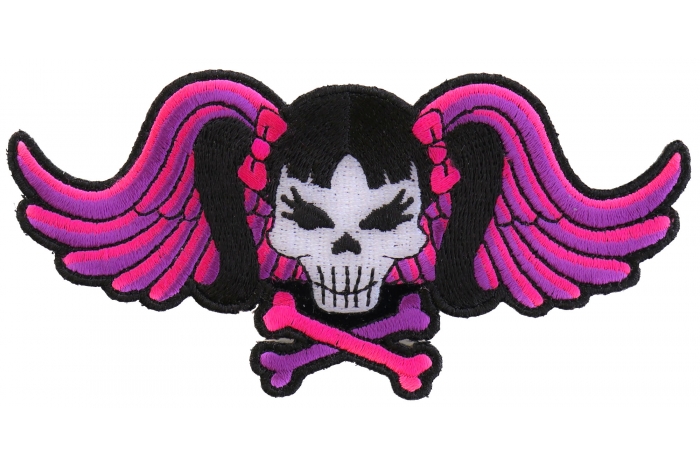 Pigtails Skull and Wings Patch
