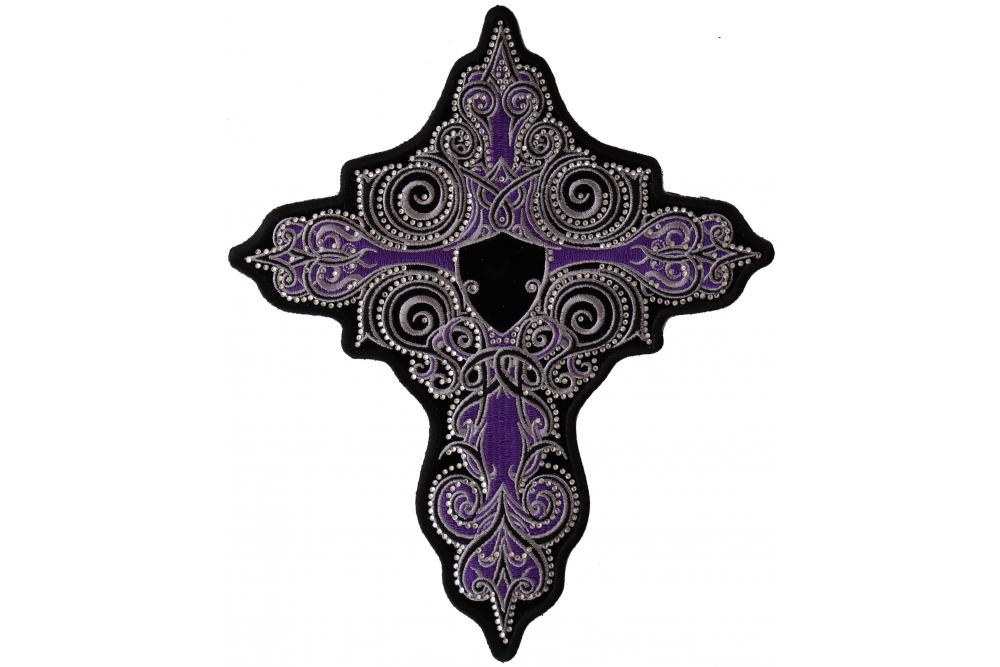 Purple Cross with Crystals Back Patch