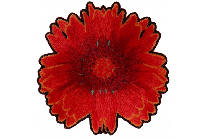 Red Orange Flower Iron on Patch