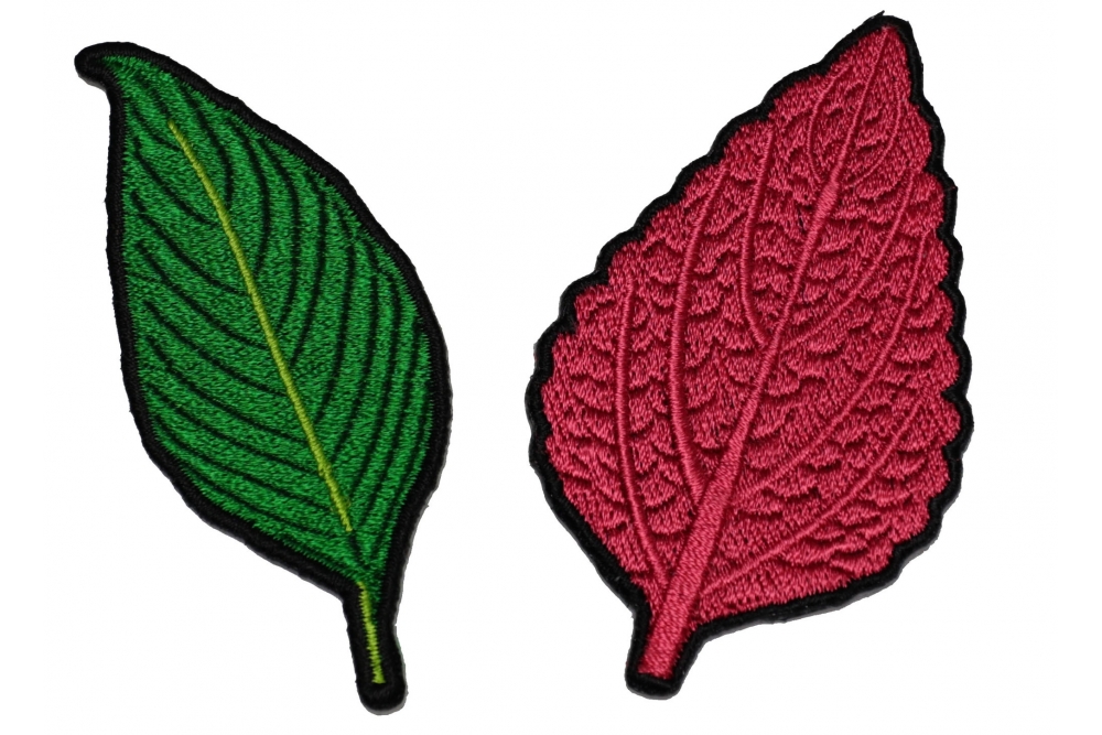 Set of 2 Leaf Patches Autumn and Green Colors