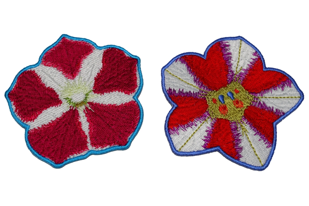 Set of 2 Red White Flower Patches