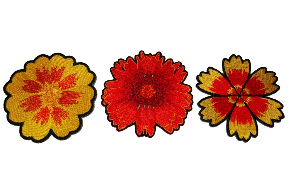 Set of 3 Orange Flower Patches