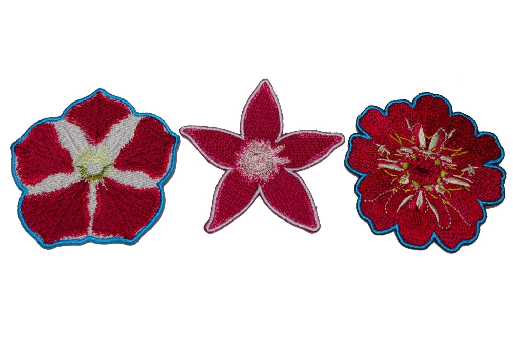 Set of 3 Pink Flower Patches by Ivamis Patches